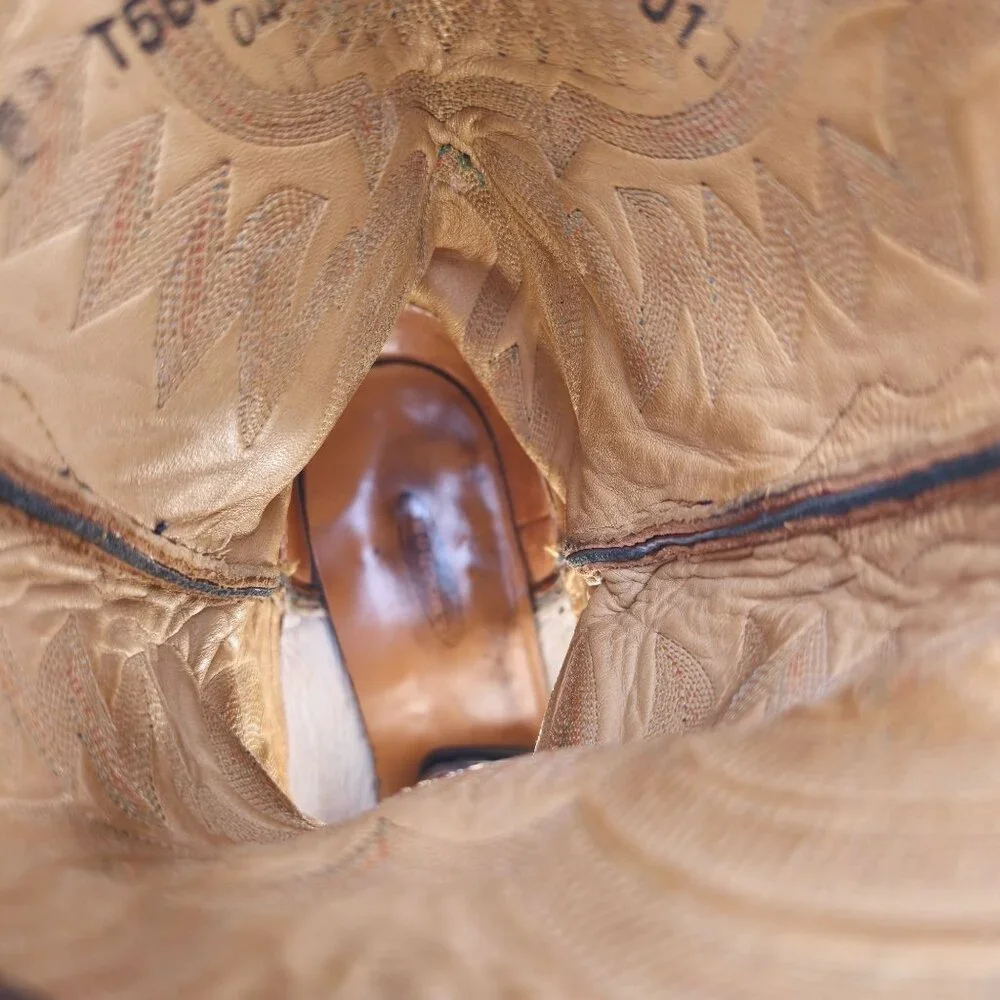 Lucchese Mens 9.5EE Tail-cut Caiman Black Brown Leather Cowboy Western Boots CBC - Picture 14 of 16
